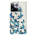For Xiaomi 15 Pro Colored Drawing Marble Pattern Leather Phone Case(Little Blue Butterflies) - 3