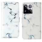 For Xiaomi 15 Pro Colored Drawing Marble Pattern Leather Phone Case(White Marble) - 1