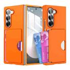 For Samsung Galaxy Z Fold6 5G Skin Feel Transparent Card Bag Phone Case(Orange) - 1