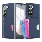 For Samsung Galaxy Z Fold6 5G Skin Feel Transparent Card Bag Phone Case(Blue) - 1