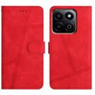 For Honor X7C 4G / 200 Smart Skin-feel Stitching Leather Phone Case(Red) - 1