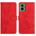 For Motorola Moto G35 Skin-feel Stitching Leather Phone Case(Red) - 1