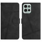 For Motorola Moto G75 Skin-feel Stitching Leather Phone Case(Black) - 1