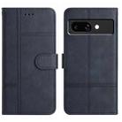 For Google Pixel 9a Cowhide Texture Stitching Leather Phone Case(Dark Blue) - 1