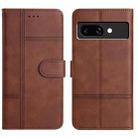 For Google Pixel 9a Cowhide Texture Stitching Leather Phone Case(Coffee) - 1