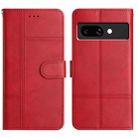 For Google Pixel 9a Cowhide Texture Stitching Leather Phone Case(Red) - 1