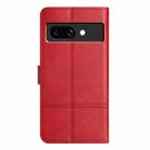 For Google Pixel 9a Cowhide Texture Stitching Leather Phone Case(Red) - 3