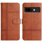 For Google Pixel 9a Cowhide Texture Stitching Leather Phone Case(Brown) - 1