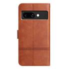 For Google Pixel 9a Cowhide Texture Stitching Leather Phone Case(Brown) - 3