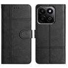 For Honor X7C 4G / 200 Smart Cowhide Texture Stitching Leather Phone Case(Black) - 1