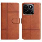 For Honor X7C 4G / 200 Smart Cowhide Texture Stitching Leather Phone Case(Brown) - 1