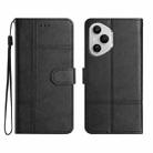 For Honor 400 Pro Global Cowhide Texture Stitching Leather Phone Case(Black) - 1