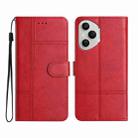 For Honor 400 Pro Global Cowhide Texture Stitching Leather Phone Case(Red) - 1