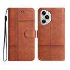 For Honor 400 Pro Global Cowhide Texture Stitching Leather Phone Case(Brown) - 1