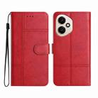 For Honor 400 Global Cowhide Texture Stitching Leather Phone Case(Red) - 1