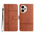 For Honor 400 Global Cowhide Texture Stitching Leather Phone Case(Brown) - 1