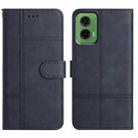 For Motorola Moto G35 Cowhide Texture Stitching Leather Phone Case(Dark Blue) - 1