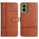For Motorola Moto G35 Cowhide Texture Stitching Leather Phone Case(Brown) - 1