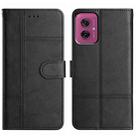 For Motorola Moto G55 Cowhide Texture Stitching Leather Phone Case(Black) - 1