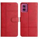 For Motorola Moto G55 Cowhide Texture Stitching Leather Phone Case(Red) - 1