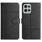 For Motorola Moto G75 Cowhide Texture Stitching Leather Phone Case(Black) - 1