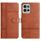 For Motorola Moto G75 Cowhide Texture Stitching Leather Phone Case(Brown) - 1