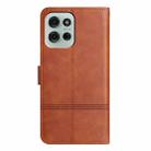 For Motorola Moto G75 Cowhide Texture Stitching Leather Phone Case(Brown) - 3