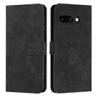 For Google Pixel 9a Skin Feel Heart Embossed Leather Phone Case with Long Lanyard(Black) - 1