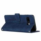 For Google Pixel 9a Skin Feel Heart Embossed Leather Phone Case with Long Lanyard(Blue) - 3