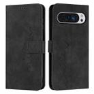 For Google Pixel 10 Pro XL Skin Feel Heart Embossed Leather Phone Case with Long Lanyard(Black) - 1