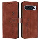 For Google Pixel 10 Pro XL Skin Feel Heart Embossed Leather Phone Case with Long Lanyard(Brown) - 1