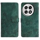 For OnePlus 13 Skin-feel Embossed Butterfly Leather Phone Case(Green) - 1