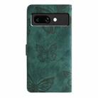 For Google Pixel 9a Skin-feel Embossed Butterfly Leather Phone Case(Green) - 3