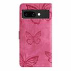 For Google Pixel 9a Skin-feel Embossed Butterfly Leather Phone Case(Rose Red) - 3