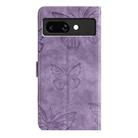 For Google Pixel 9a Skin-feel Embossed Butterfly Leather Phone Case(Purple) - 3