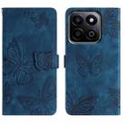 For Honor X7C 4G / 200 Smart Skin-feel Embossed Butterfly Leather Phone Case(Blue) - 1