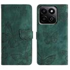 For Honor X7C 4G / 200 Smart Skin-feel Embossed Butterfly Leather Phone Case(Green) - 1