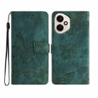For Honor 400 Global Skin-feel Embossed Butterfly Leather Phone Case(Green) - 1