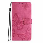 For Honor 400 Global Skin-feel Embossed Butterfly Leather Phone Case(Rose Red) - 2