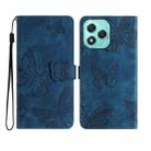 For Honor 400 Lite Skin-feel Embossed Butterfly Leather Phone Case(Blue) - 1