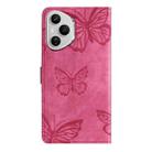 For Honor 400 Pro Global Skin-feel Embossed Butterfly Leather Phone Case(Rose Red) - 3