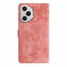 For Honor 400 Pro Global Skin-feel Embossed Butterfly Leather Phone Case(Pink) - 3