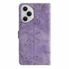 For Honor 400 Pro Global Skin-feel Embossed Butterfly Leather Phone Case(Purple) - 3