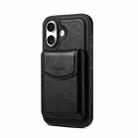 For iPhone 16 Denior D22 Genuine Leather MagSafe Holder Detachable Card Slot Phone Case(Black) - 2