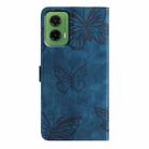 For Motorola Moto G35 Skin-feel Embossed Butterfly Leather Phone Case(Blue) - 3