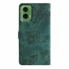 For Motorola Moto G35 Skin-feel Embossed Butterfly Leather Phone Case(Green) - 3