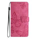 For Motorola Moto G35 Skin-feel Embossed Butterfly Leather Phone Case(Rose Red) - 2