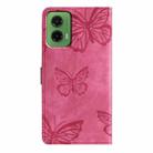 For Motorola Moto G35 Skin-feel Embossed Butterfly Leather Phone Case(Rose Red) - 3