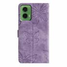 For Motorola Moto G35 Skin-feel Embossed Butterfly Leather Phone Case(Purple) - 3