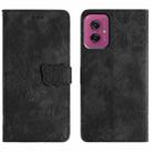 For Motorola Moto G55 Skin-feel Embossed Butterfly Leather Phone Case(Black) - 1
